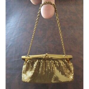 Antique Vintage 1920s - 1950s Whiting & Davis Art Deco Gold Mesh Purse Bag
